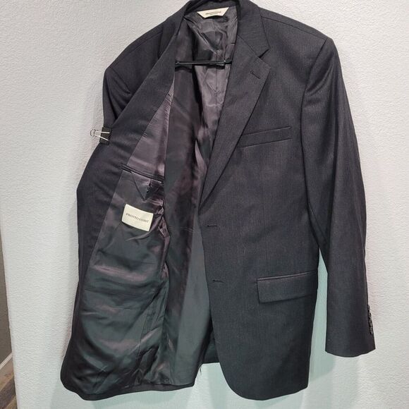 Pronto Uomo 44L‎ Long Mens Wool Sport Coat Blazer Suit Jacket 2 Button Black - Picture 1 of 8